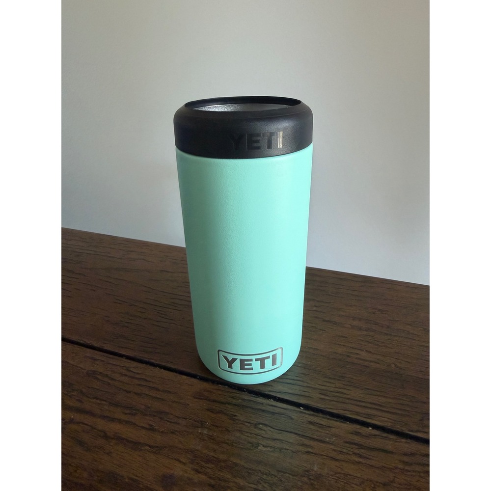 YETI Rambler 12 oz Koozie Slim Can Insulator Seafoam Blue Insulated Sleeve